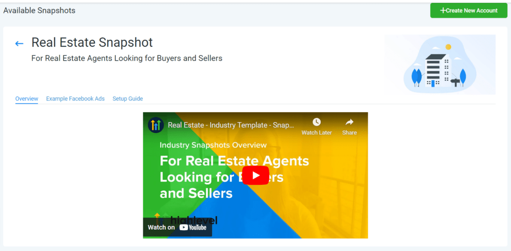 GoHighLevel Real Estate Agent Snapshot