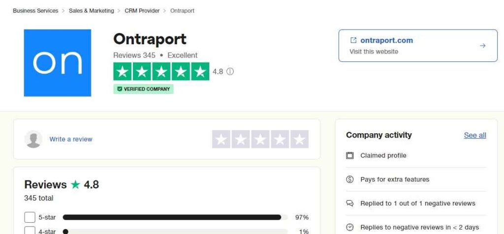 Ontraport Reviews on Trust Pilot