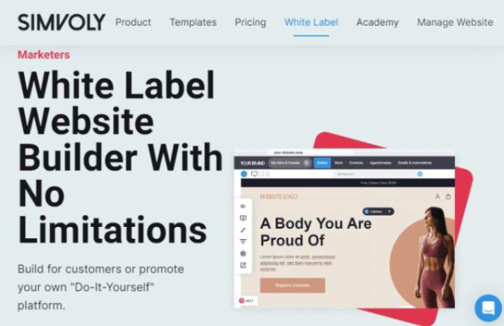 Simvoly White Label Home Page