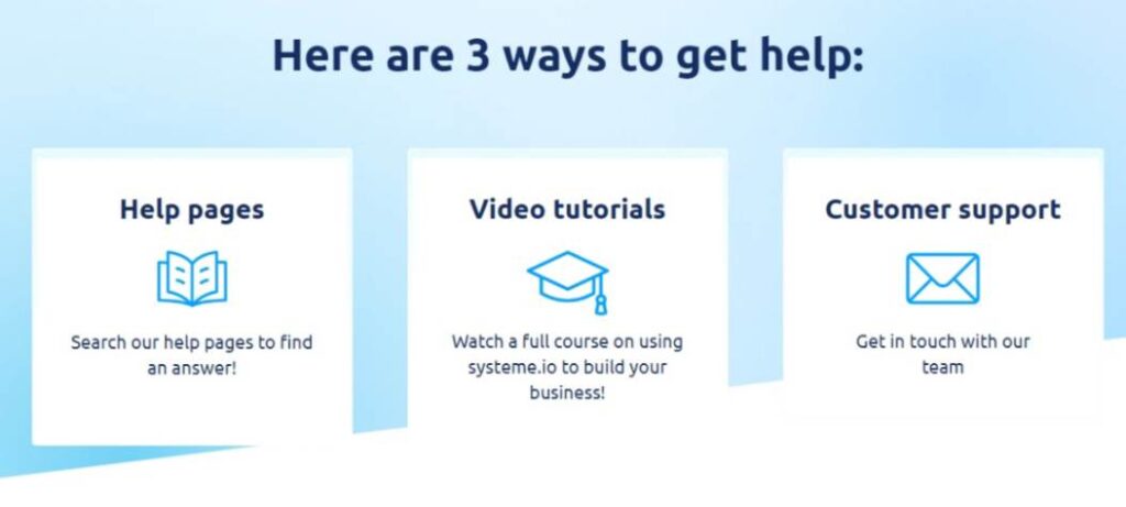 ways of getting help on Systeme.io