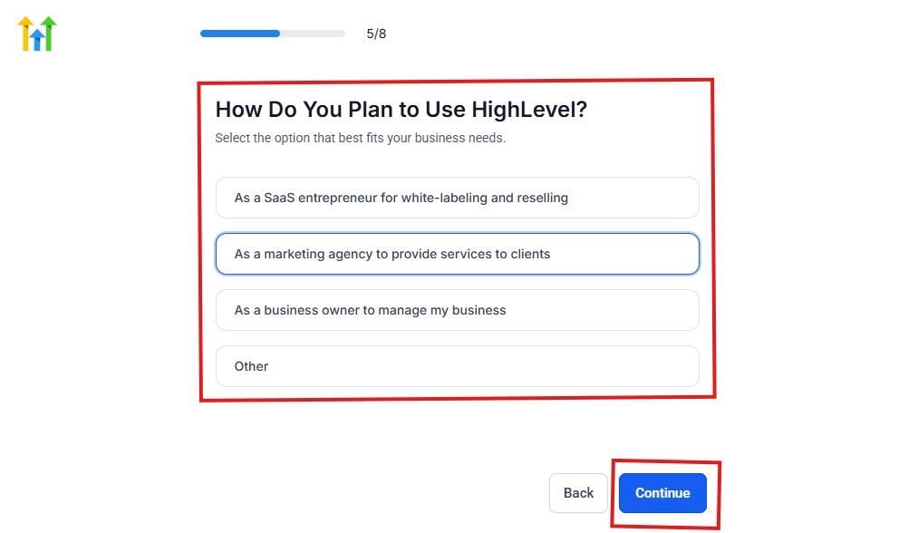 GoHighLevel Onboarding Question New Interface Word Image 4
