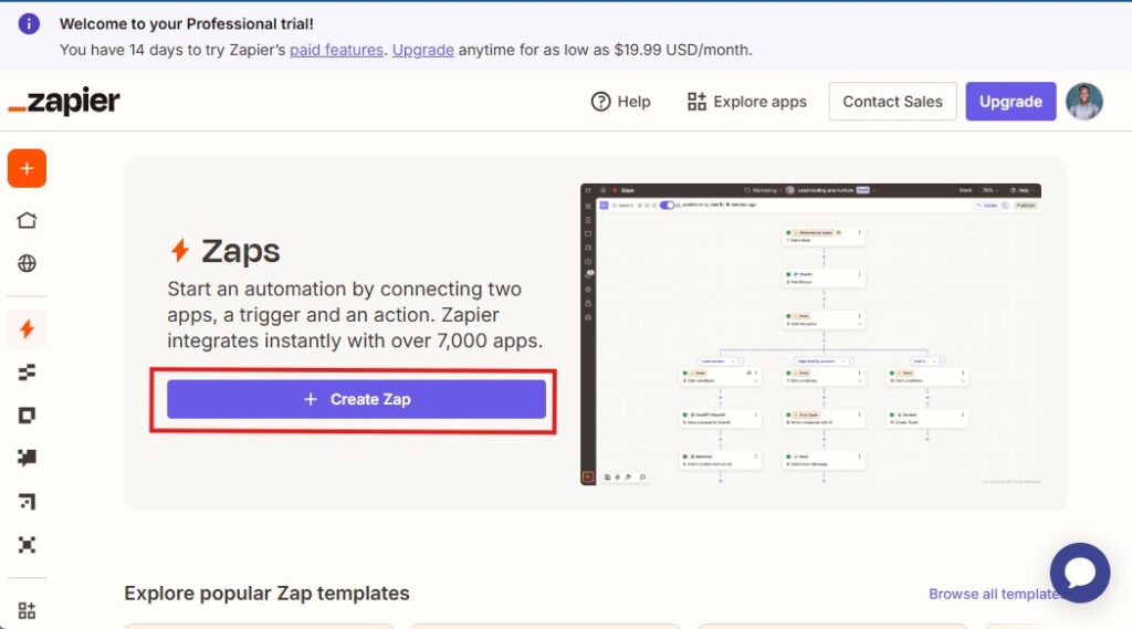 Create a Zap on Zapier Word Image 1